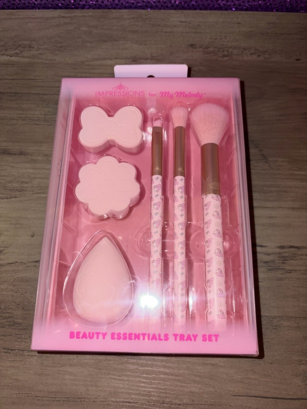 My Melody Sanrio Pink Makeup Brush Set w/ Sponge & Tray Kawaii Beauty Kit NWT